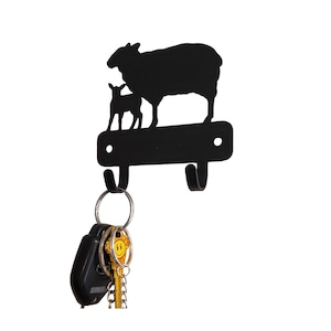 Mini Sheep & Lamb Key Hanger - 2 storage hooks  Made in USA