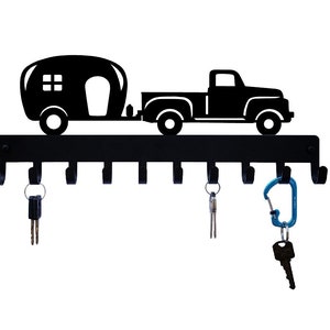 Vintage Truck & Camper Key Rack: USA Made Steel Hanger with 10 Hooks