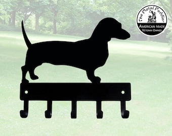 Dachshund Key Rack: Metal Dog Leash Hanger, USA Made (6 inches)
