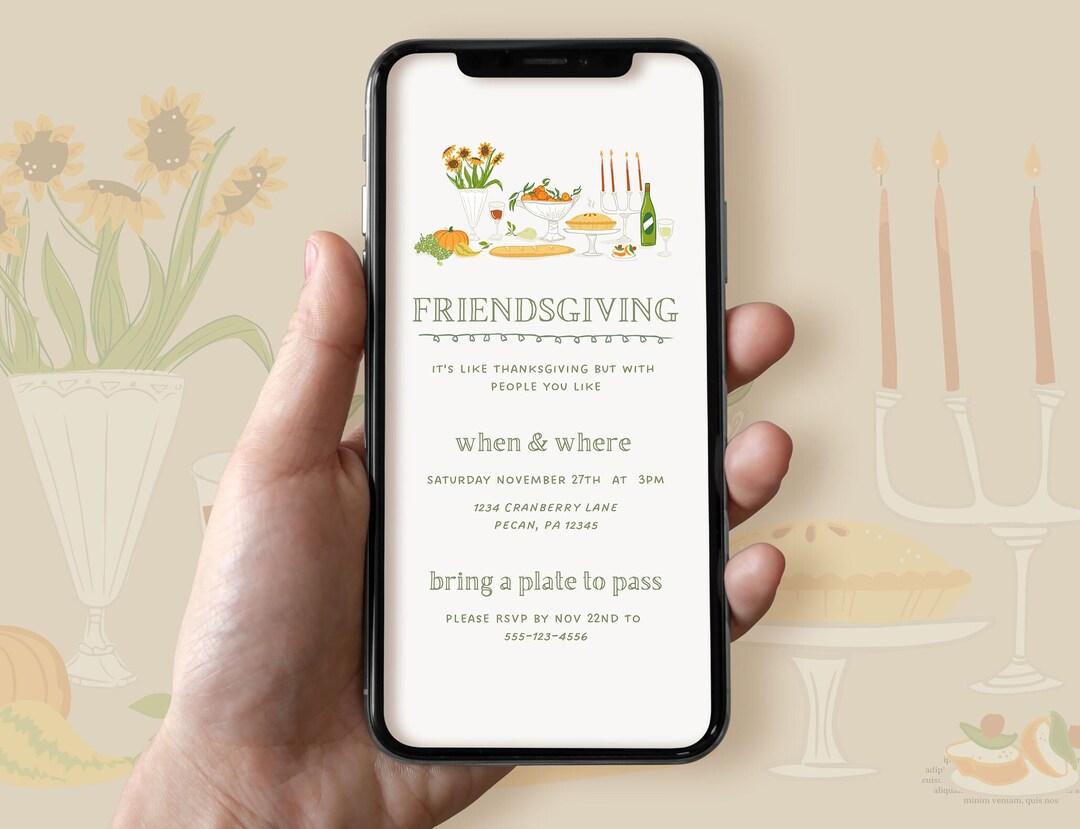 Friendsgiving Invitation Thanksgiving Digital Invite Editable Invite ...