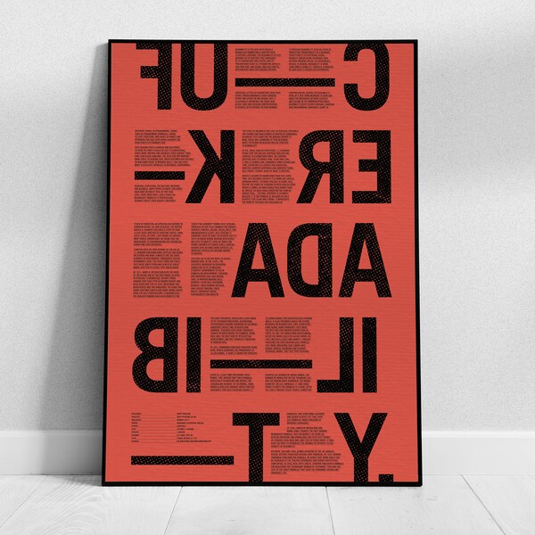 Fuck readability red A3 poster | experimental typography