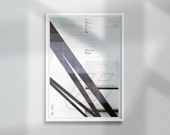 Distorted letter M, A4 abstract font poster