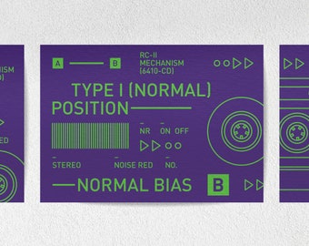 Gráficos de cinta de casete A5, conjunto de 3 impresiones