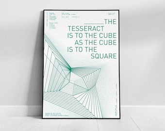 Tesseract poster, impossible shape, dimensional print