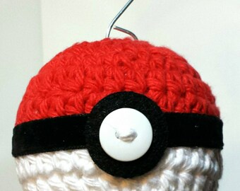 Poke Ball Christmas Ornament, Pokemon, Hand crocheted