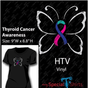 Thyroid Cancer Awareness Ribbon, Butterfly  SVG  Instant Download Vector Design, Digital Download (.svg, dxf .eps) Vinyl Transfer cut file