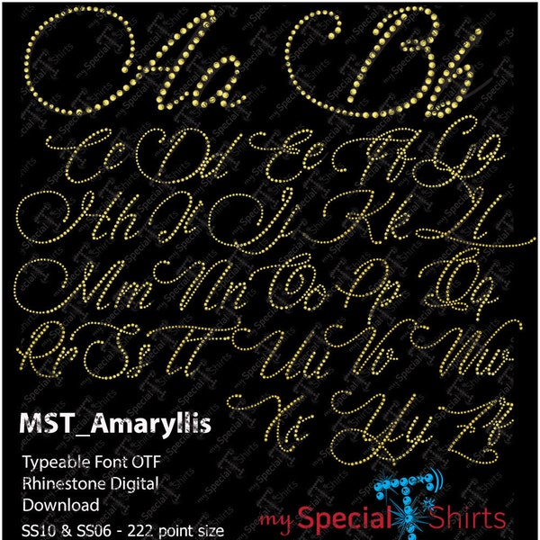 MSTAmaryllis Typeable Font OTF alphabet Letters Instant Download Rhinestone Digital Download (.OTF .png)