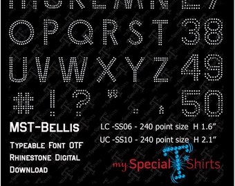 MSTBellis Letters and Numbers Typeable Font OTF Instant Download Rhinestone Digital Download (.OTF .svg .eps)