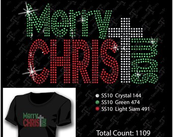 Merry Christmas SVG Instant Download Rhinestone Design, Christian Digital Download (svg, dxf .eps) Rhinestone Transfer file