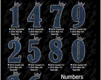 Numbers with Crown Bundle SVG Instant Download Rhinestone Design, Digital Download (svg, dxf .eps) Rhinestone transfer cut file