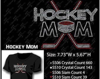 Hockey Mamá Instant Descargar Rhinestone SVG Diseño, Disco de Hockey y palos Descarga Digital (.svg, dxf .eps) Rhinestone Transfer archivo de corte
