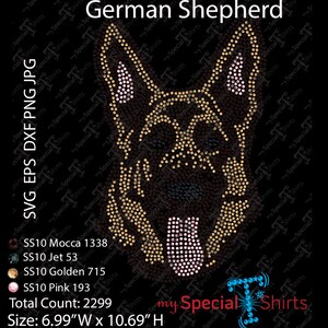 German Shepherd Dog SVG Instant Download Rhinestone Design, Bling Fashion animals Digital (.svg, dxf .eps) Rhinestone Transfer Cut file