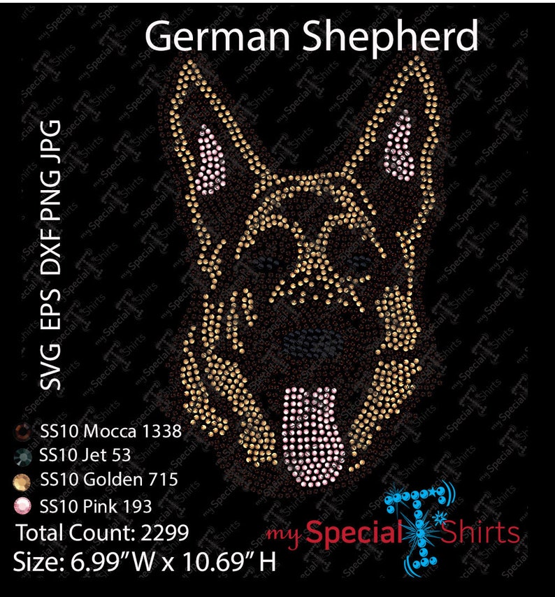 German Shepherd Dog Instant Download Rhinestone Design Rhinestone Transfer Cut file .svg, dxf .eps Bling Fashion animals Digital Download