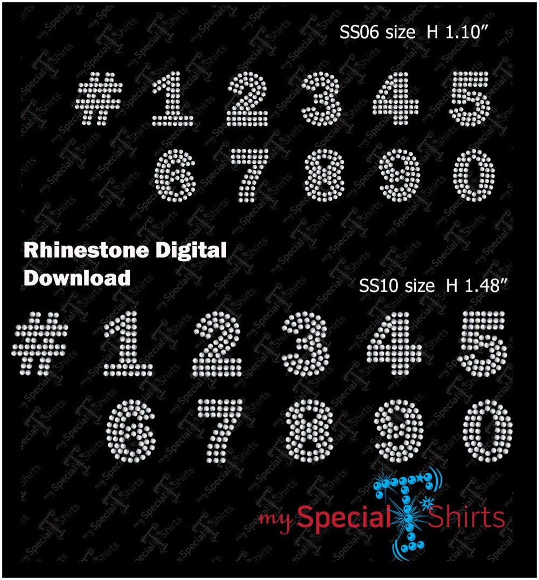 Numbers Rhinestones SVG Instant Download Rhinestone Design, Digital