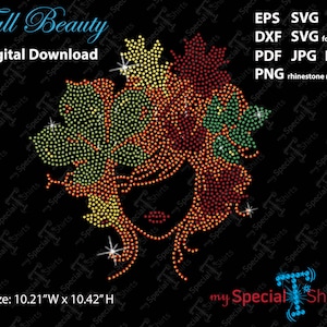 Fall Beauty SVG Instant Download Rhinestone Design Digital files (svg dxf eps png) Rhinestone Transfer cut file