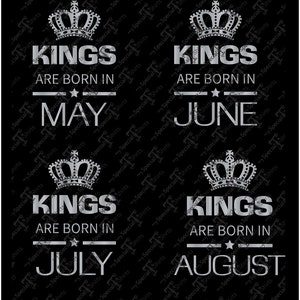 Kings Are Born In June with all Months SVG Instant Download Crown Bundle (svg, dxf .eps) Vinyl Transfer cut file SVG