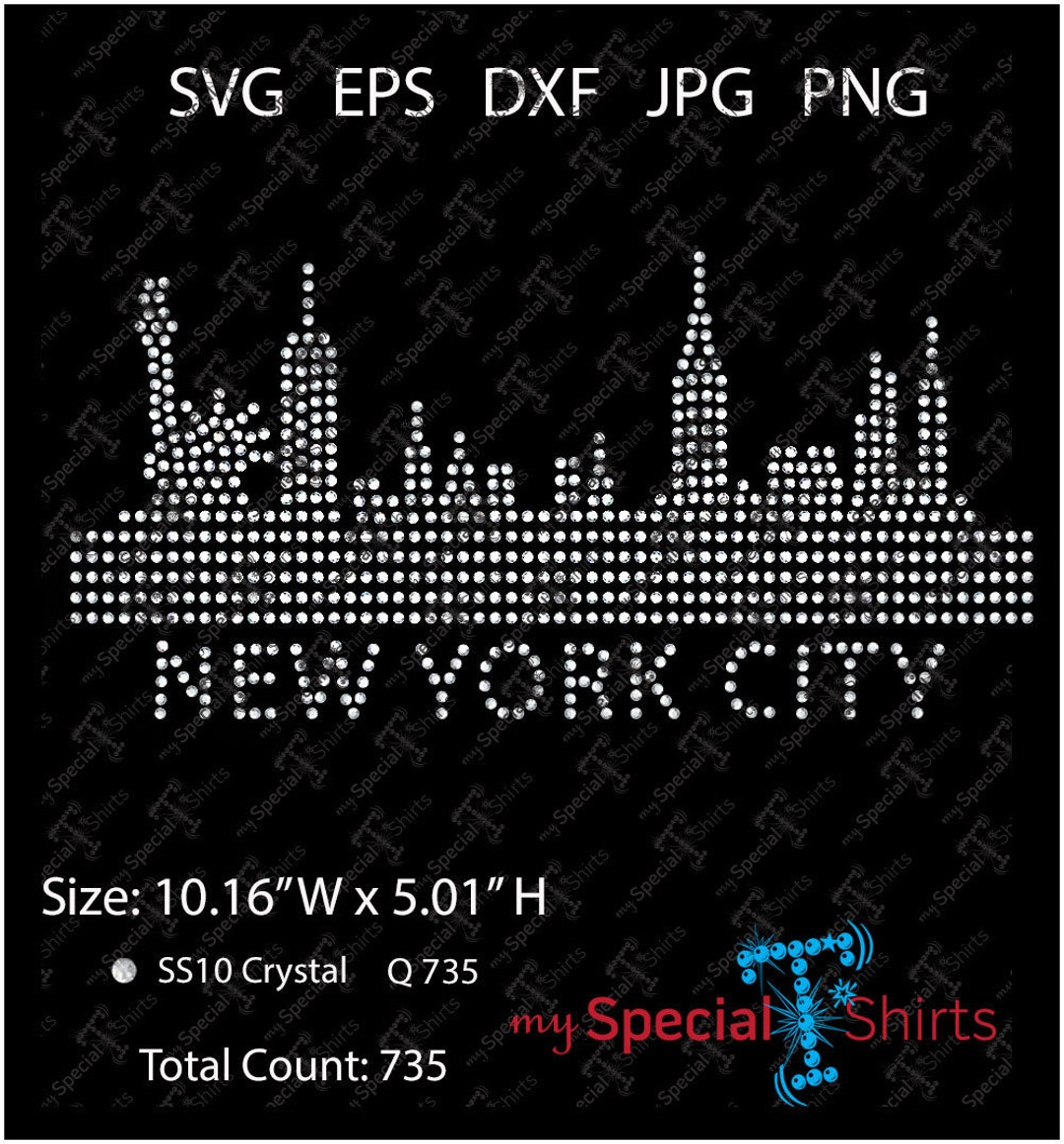 New York City Skyline SS10, SVG Instant Download Rhinestone