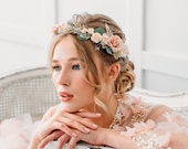 Blush Bridal flower crown, Wedding floral crown, Bridal hair piece, Blush Flower girl crown, Wedding headband, Wreath bride, diadem