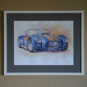Originalgemälde AC Cobra Shelby in Aquarell,Oldtimer,Sportauto,US-Cars,Legende,Carrol Shelby. image 4