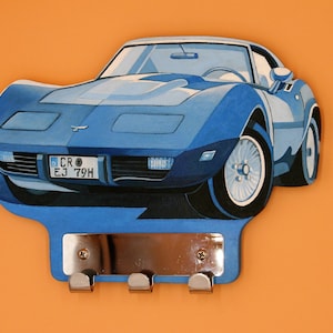 Vintage Chevrolet Corvette C3 BJ 1979, originele handgemaakte sleutelhouder, acryl op MDF-plaat, sleutelhouder, Amerikaanse auto's