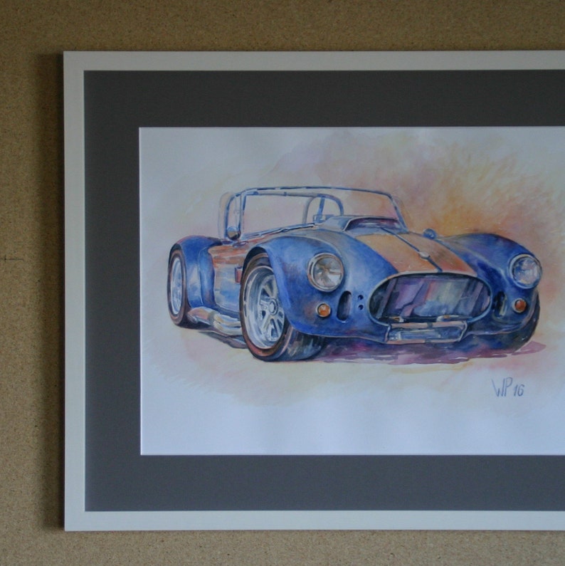 Originalgemälde AC Cobra Shelby in Aquarell,Oldtimer,Sportauto,US-Cars,Legende,Carrol Shelby. image 5