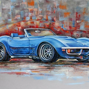 Original painting Chevrolet Corvette Convertible C3 BJ 1969
