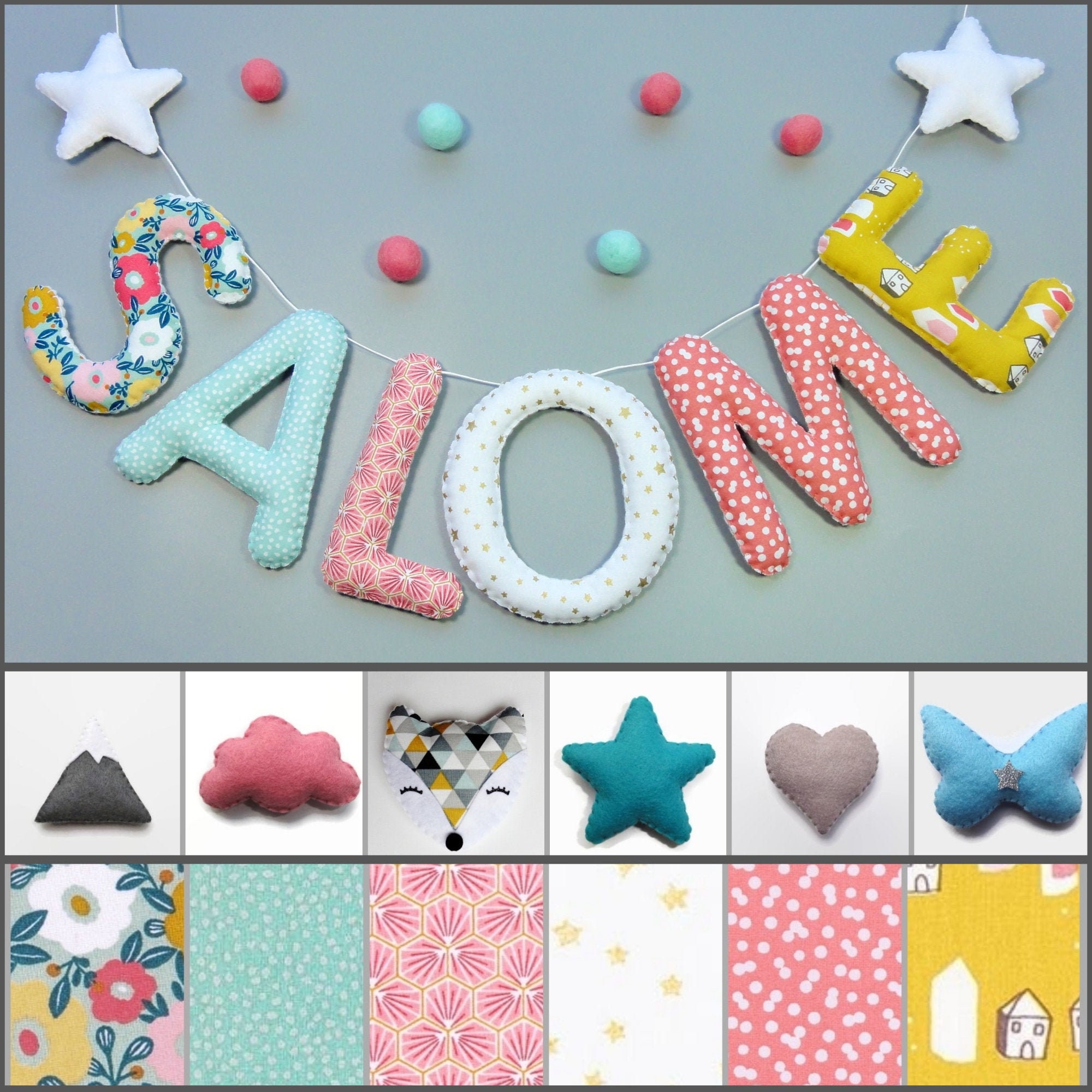 Guirlande Prénom Décorative en Tissus