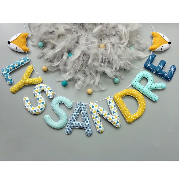Baby boy room decoration - Personalized birth gift - Child garland - Personalized baby first name