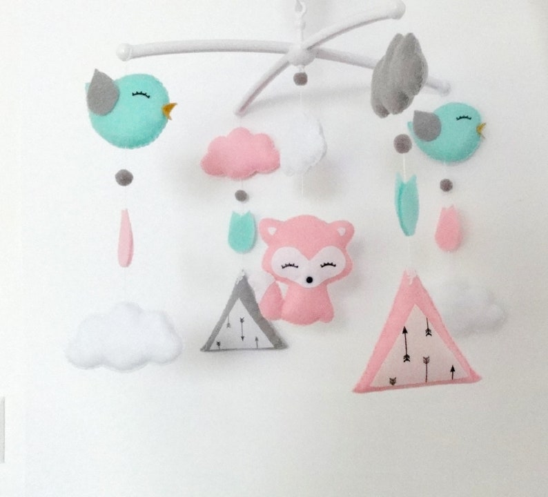 Toys Games Toys Mobile Baby Fox Teepee Cloud For Personalized Birth Gift Girl Or Boy Mobile Musical Bebe