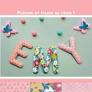Guirnalda de nombre de bebé con letras de tela para regalo personalizado de nacimiento infantil