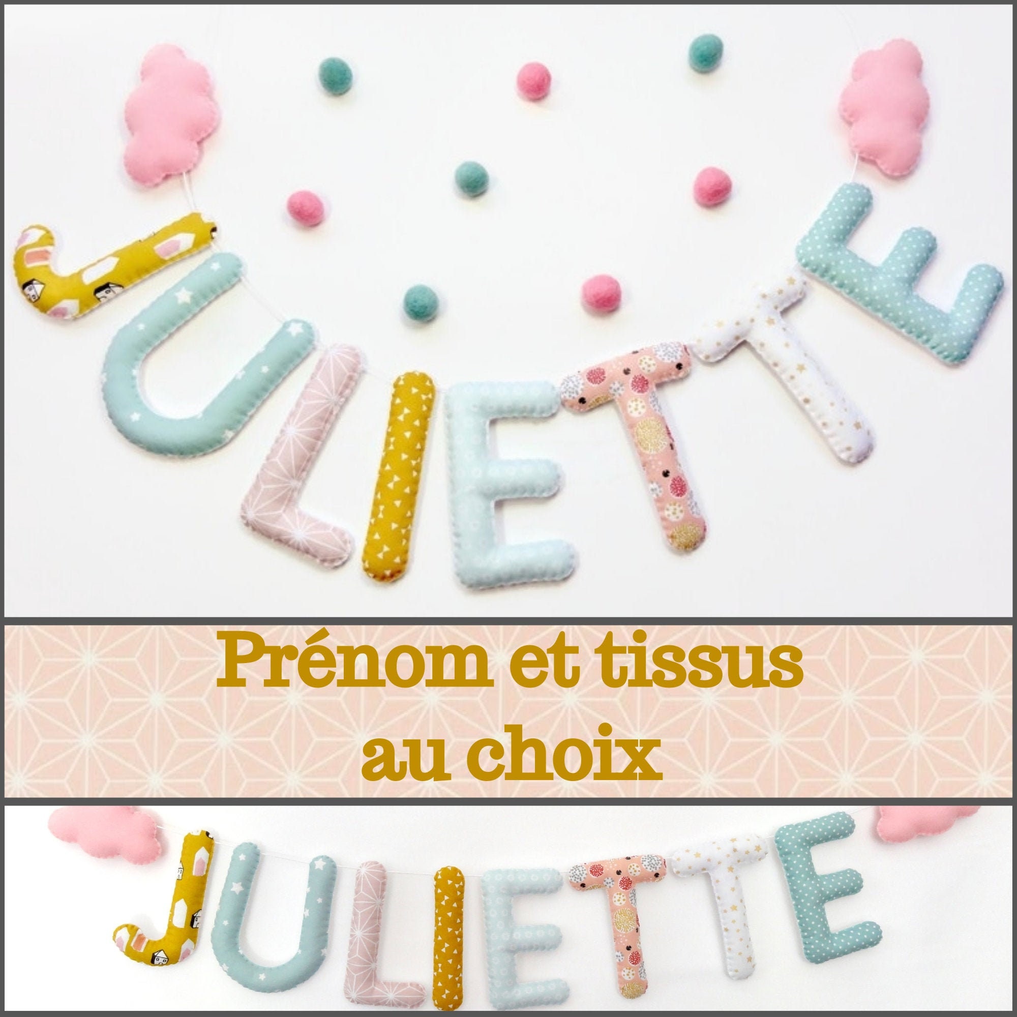 Guirlande Prénom Pour Cadeau de Naissance Personnalisé Déco Chambre Enfant