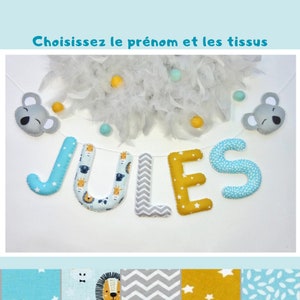 Decoración de la habitación del bebé koala - Guirnalda de nombre para regalo de nacimiento personalizado para niño