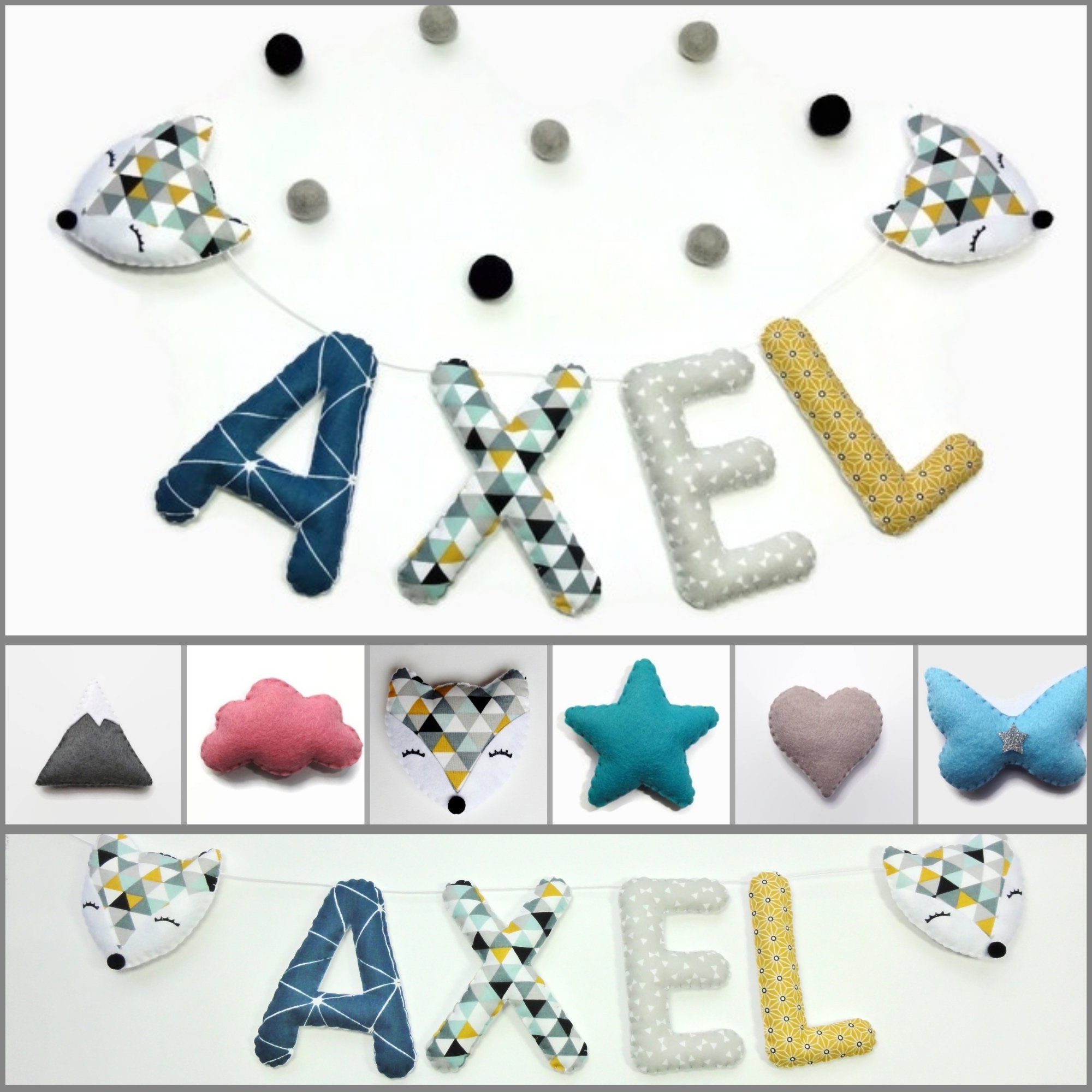 Décoration Chambre Bébé. Guirlande Prénom à Personnaliser. Cadeau de Naissance