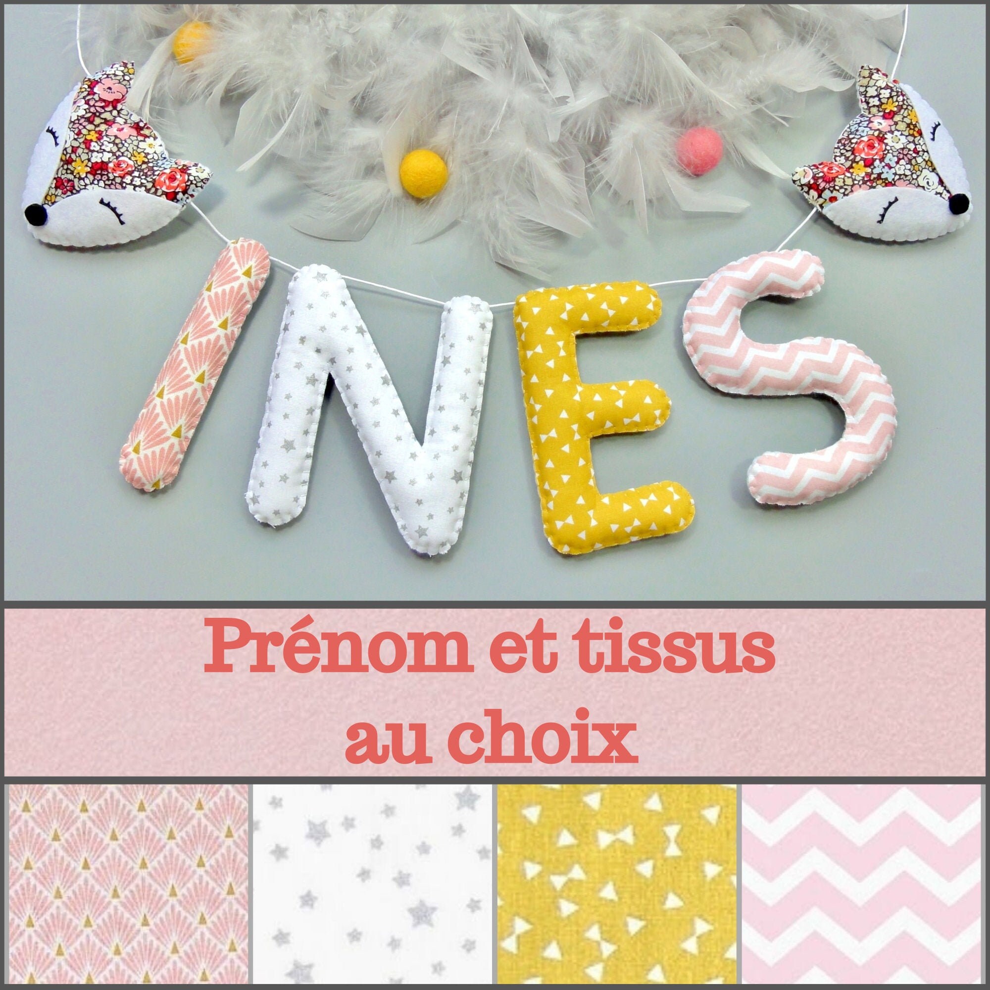 Décoration Chambre Bébé Guirlande Prénom Personnalisée - Cadeau Naissance Fille