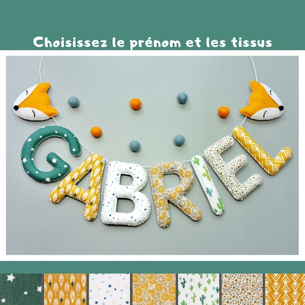 Guirlande prénom décoration chambre personnalisée - Cadeau naissance bébé