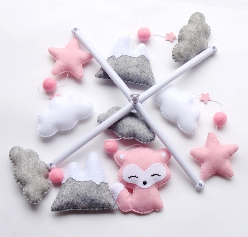 Mobile Baby Fox Teepee Cloud For Personalized Birth Gift Girl Or Boy Mobile Musical Bebe Toys Games Toys Vadel Com