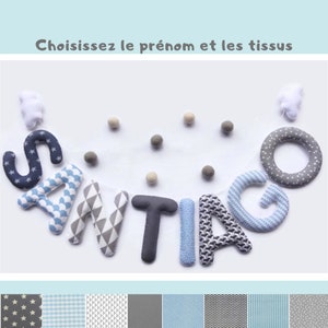 Guirnalda de nombre para habitación infantil con letras de tela, regalo de nacimiento personalizado ideal
