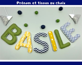 Guirlande prénom personnalisée pour cadeau naissance - Décoration chambre bébé garçon ou fille