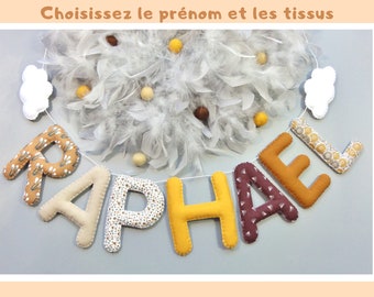 Décoration chambre bébé garçon - Guirlande prénom pour cadeau naissance personnalisé