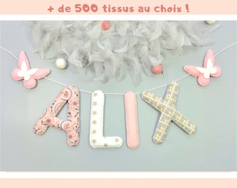 Décoration chambre bébé fille - Guirlande prénom pour cadeau naissance personnalisé