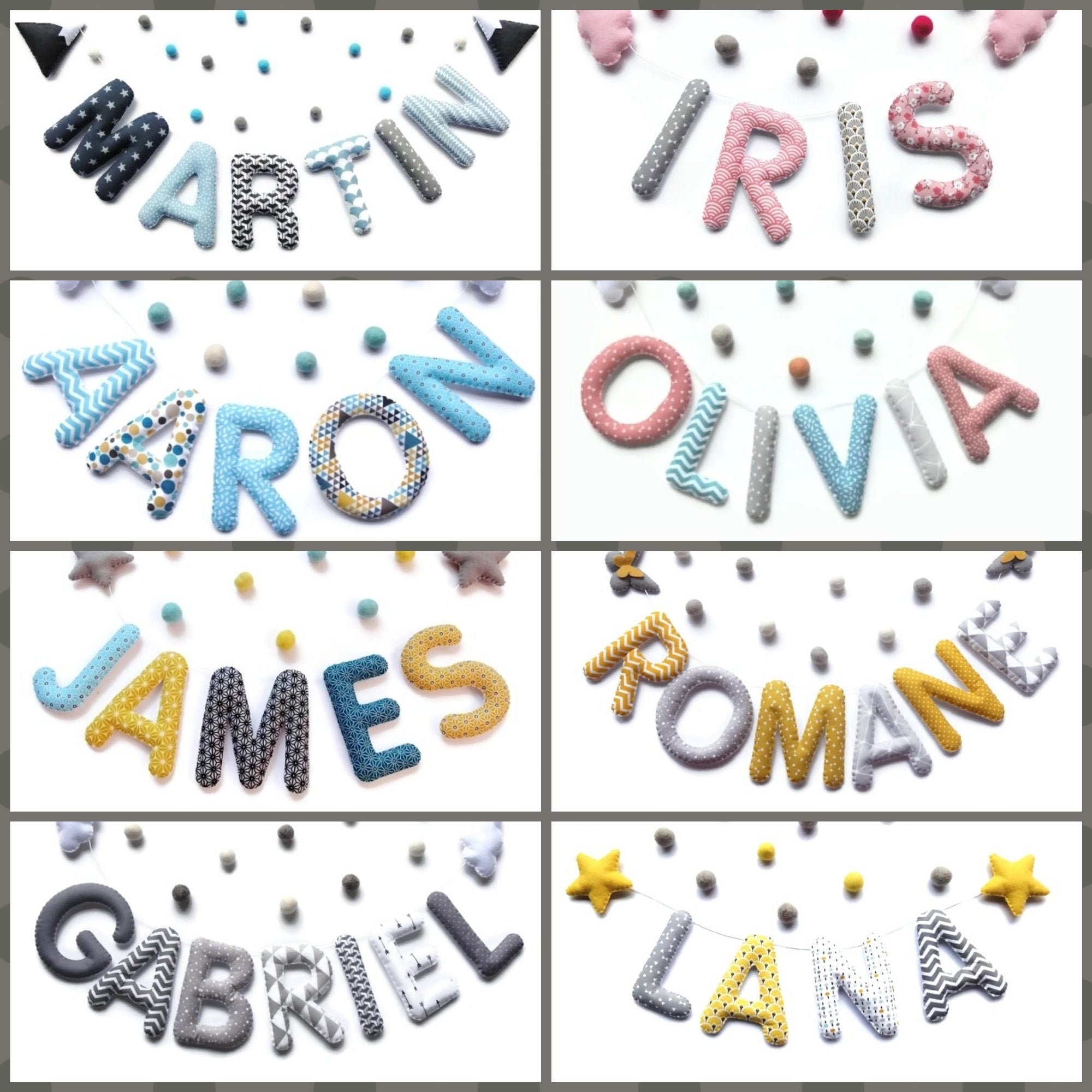 Guirlande Prénom Bébé Pour Décoration Personnalisée de Chambre Enfant - Cadeau Naissance