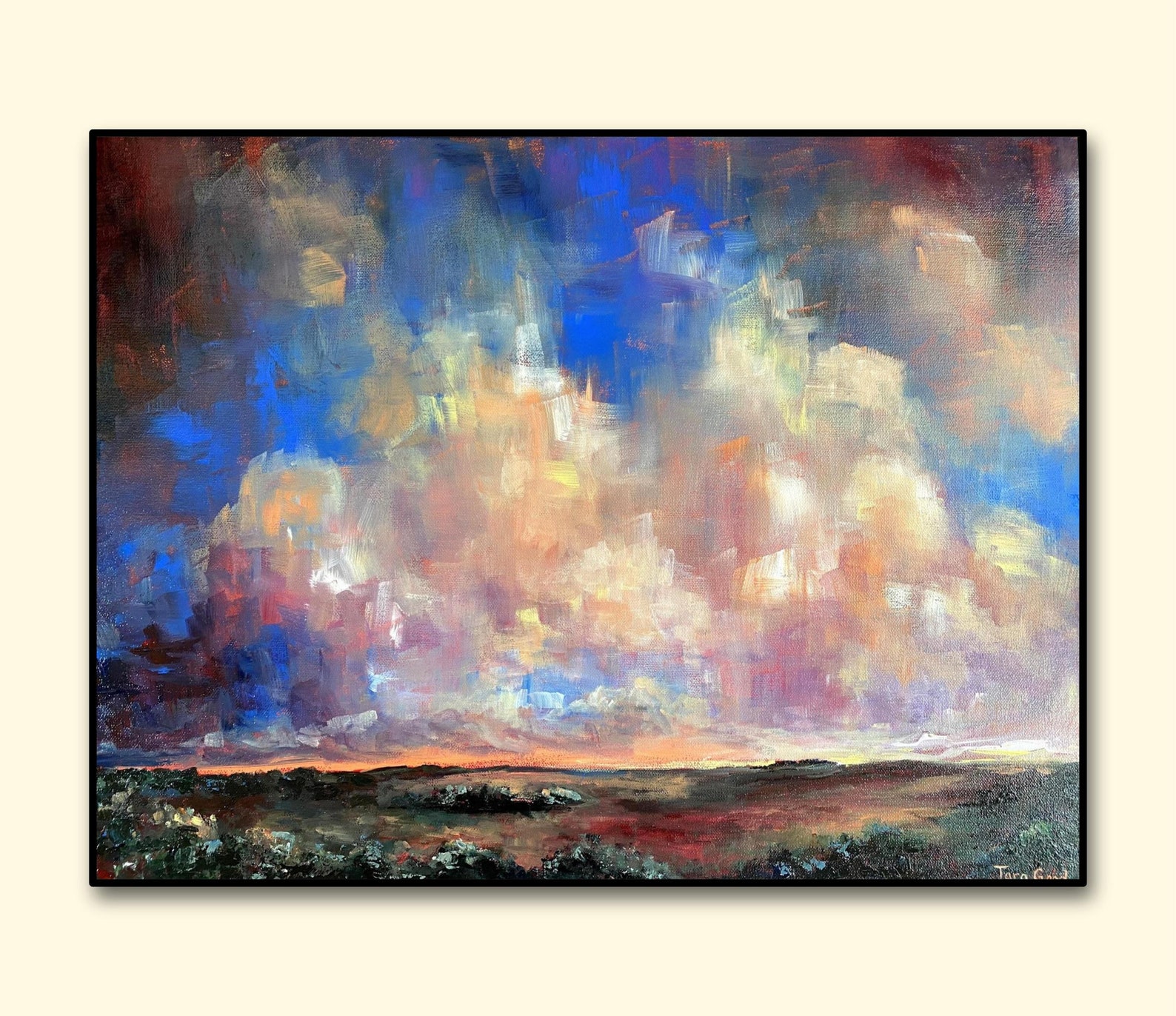 ROMANTIC SUNSET, Original Painting, Original Art, Landscape Painting ...
