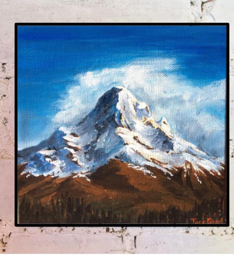 Mount Hood Original Art acrylic painting art for climbers Etsy