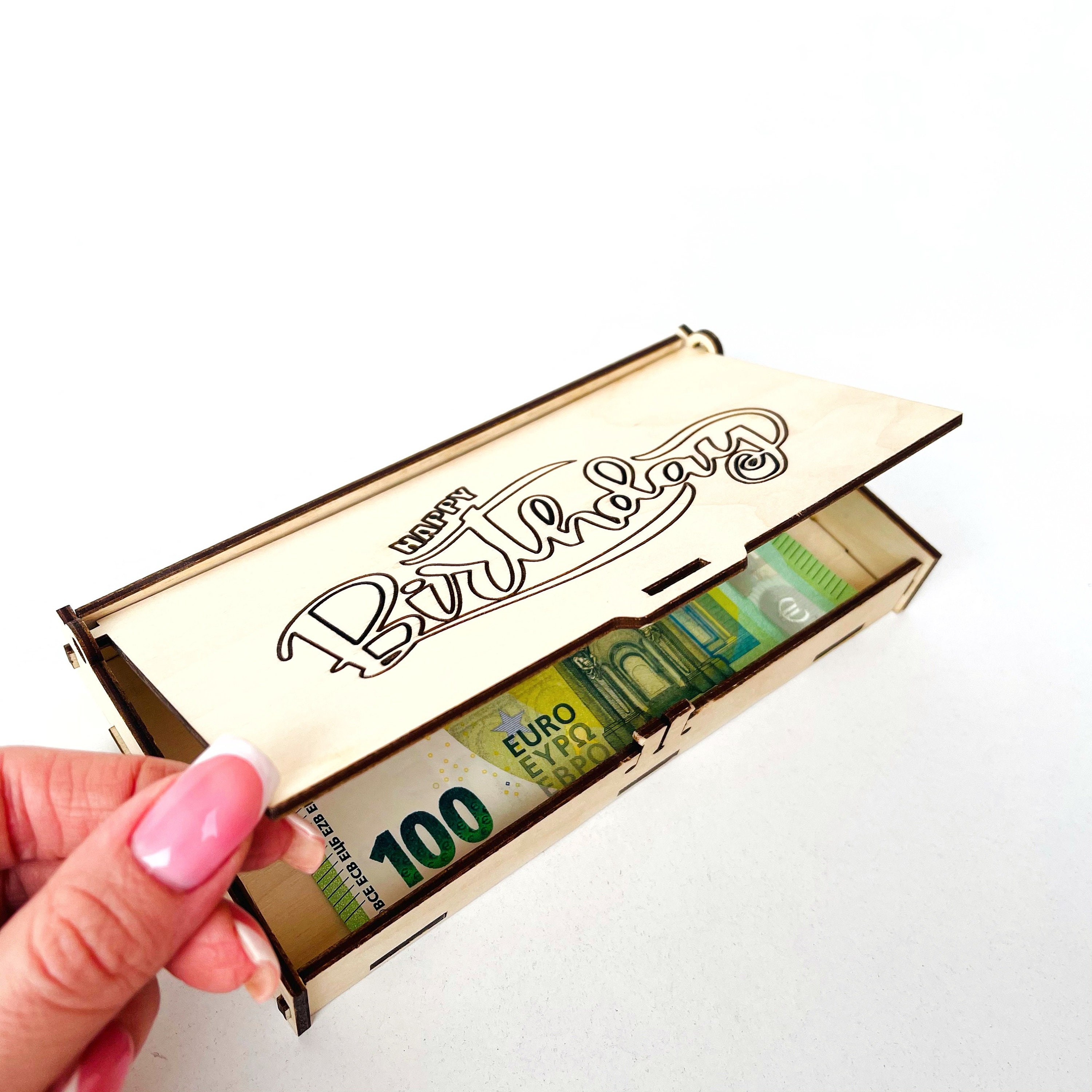 Wooden Money Gift Box. Gift Box for Cash. Birthday Money Gift Envelope