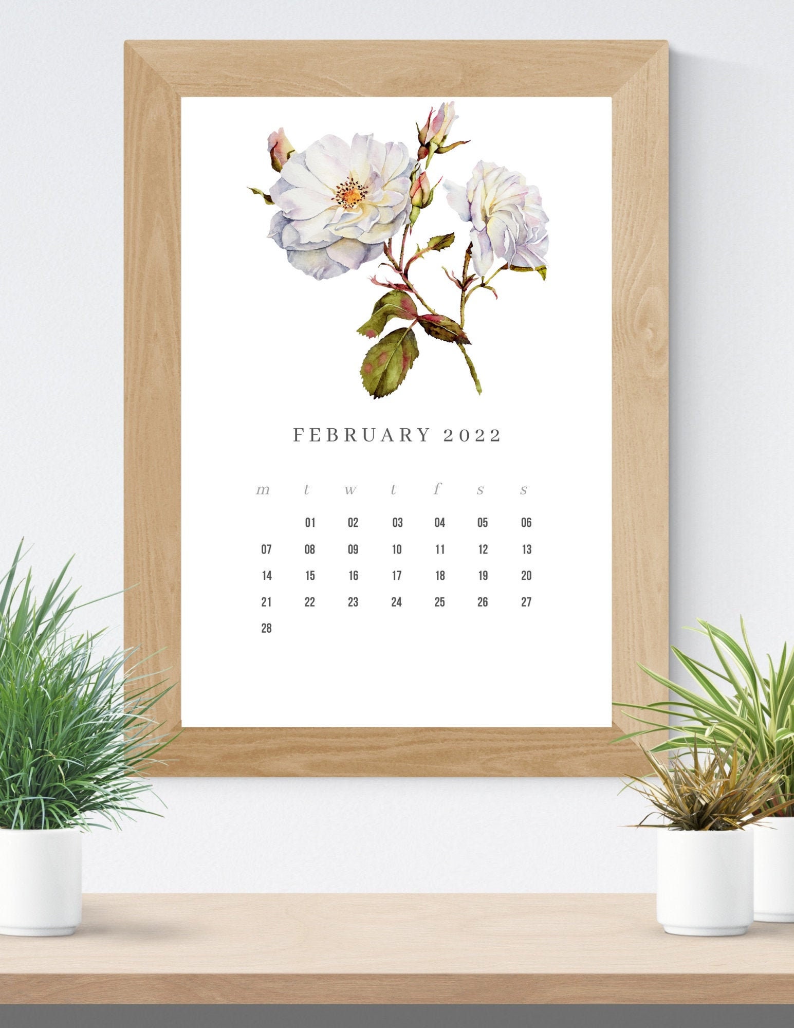2022 printable wall calendar simple floral calendar 2022