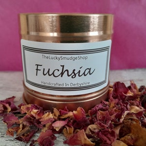Fuchsia Scented Candle Soy Tin Container With Lid Highly Fragranced Perfect Mum,Sister, Friend