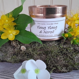 Ylang Ylang & Neroli Candle Tin Soy Wax Summer Perfect Gift Self Indulge