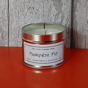 Pumpkin Pie Candle Self IndulgeTreat Perfect Gift For Loved One Soy Sustainable Cruelty Free Container Tin