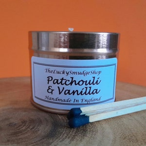 Patchouli & Vanilla Candle Dark And Smooth Soy Wax Container Tin Smooth And Creamy