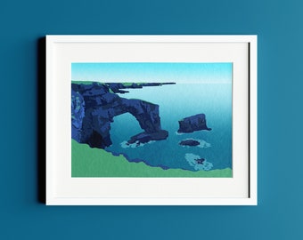 The Green Bridge of Wales Pembrokeshire Digital Print Wall Art Unframed